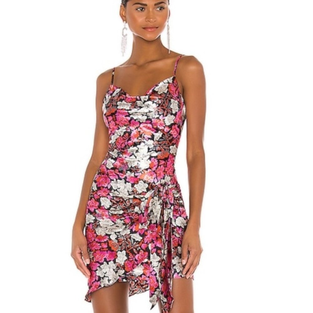 Cinq A Sept Whitney Satin Floral Pink Mini Dress